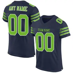 Navy Neon Green-White Classic Mesh Authentic Football Jersey 1