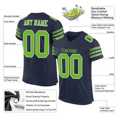 Navy Neon Green-White Classic Mesh Authentic Football Jersey 2