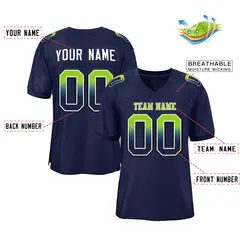 Navy Neon Green-White Gradient Outdoor Football Jersey 2