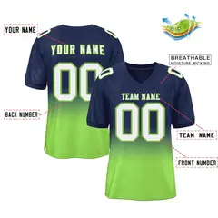 Navy Neon Green White-Neon Green Gradient Football Jersey 2