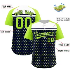 Navy Neon Green-White Raglan Star Print Baseball Jersey 2