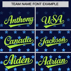 Navy Neon Green-White Raglan Star Print Baseball Jersey 3