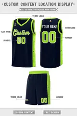 Navy Neon Green-White Side Splash Basketball Uniform Jersey 2