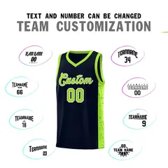 Navy Neon Green-White Side Splash Basketball Uniform Jersey 4