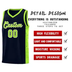 Navy Neon Green-White Side Splash Basketball Uniform Jersey 5