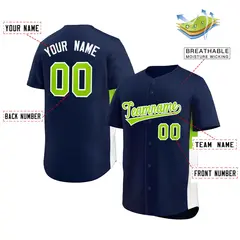 Navy Neon Green-White Side Two-Tone Baseball Jersey 2