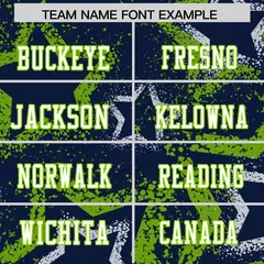 Navy Neon Green-White Star Graffiti Football Jersey 3
