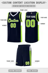 Navy Neon Green White Two-Tone Side Basketball Jersey 2