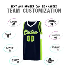 Navy Neon Green White Two-Tone Side Basketball Jersey 4
