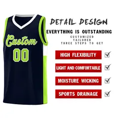 Navy Neon Green White Two-Tone Side Basketball Jersey 5