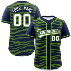 Navy Neon Green Zebra Stripes Graffiti Baseball Jersey