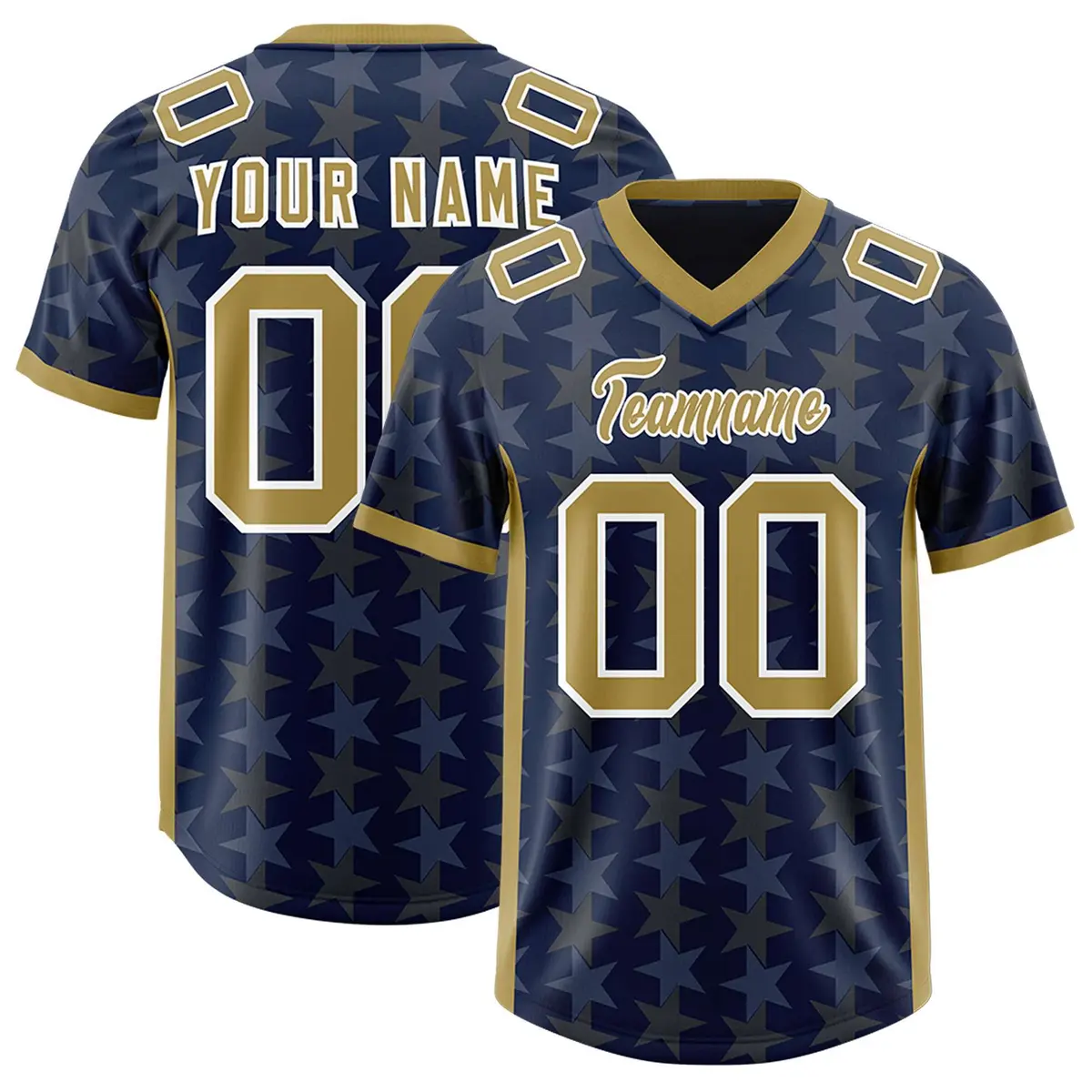 Navy Old Gold All Star Graffiti Pattern Football Jersey