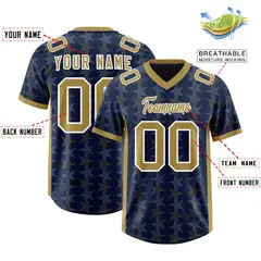 Navy Old Gold All Star Graffiti Pattern Football Jersey 2