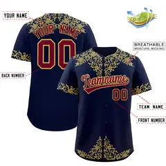 Navy Old Gold Baroque Style Baseball Jersey 2