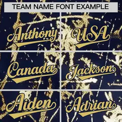 Navy Old Gold Black & Shiny Gold Cracked Foil Baseball Jersey 4