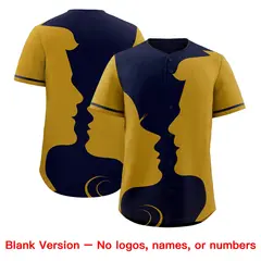 Navy Old Gold Couple Silhouettes Valentine's Day Baseball Jersey 2