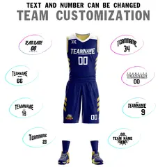Navy Old Gold Double Side Sets Design Basketball Jersey 3