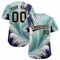 Navy Old Gold Fluid Feather Graffiti Baseball Jersey