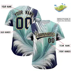 Navy Old Gold Fluid Feather Graffiti Baseball Jersey 2