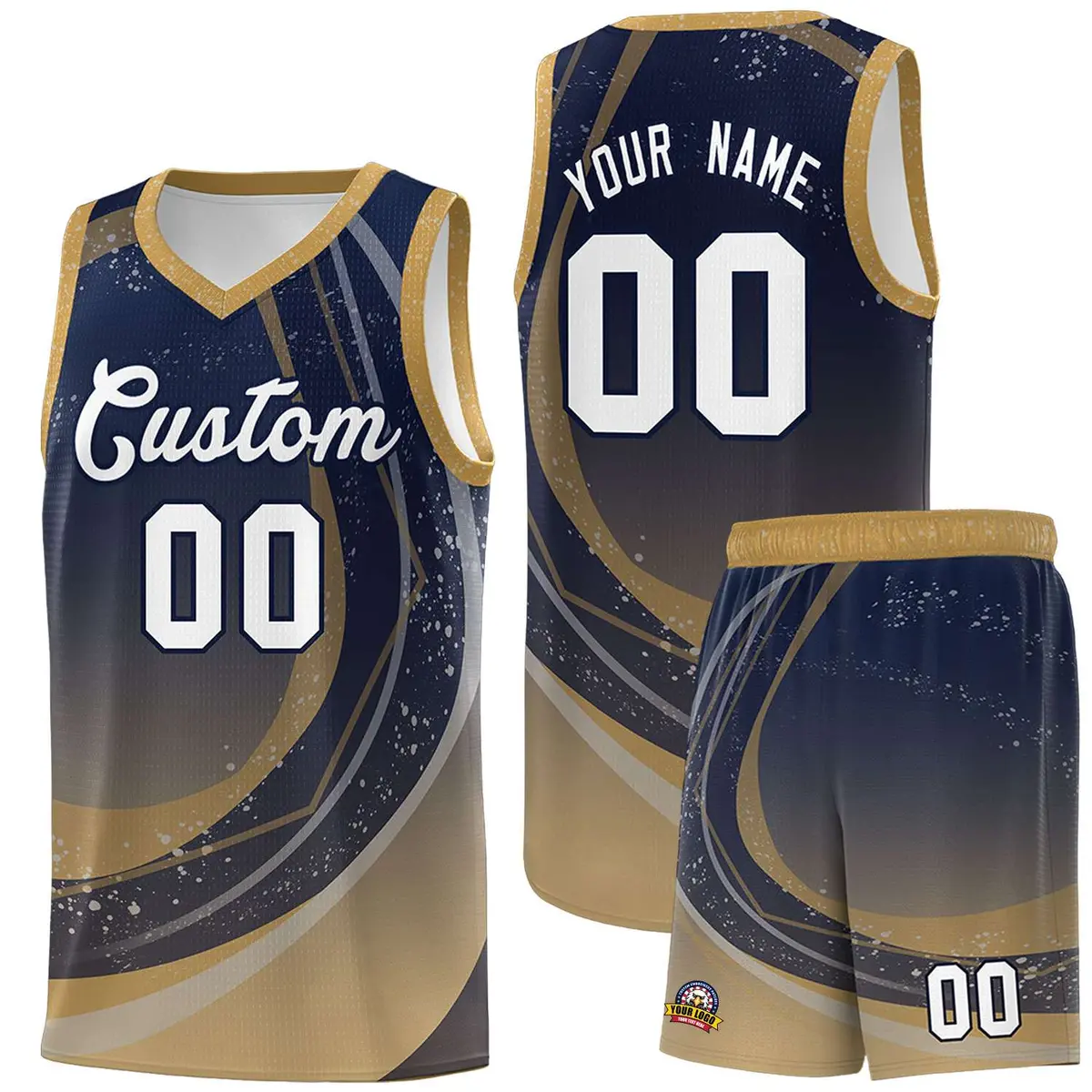 Navy Old Gold Galaxy Graffiti Basketball Jersey