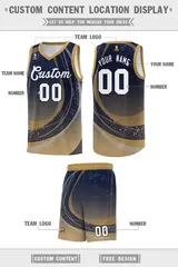 Navy Old Gold Galaxy Graffiti Basketball Jersey 2