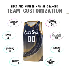 Navy Old Gold Galaxy Graffiti Basketball Jersey 3