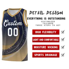 Navy Old Gold Galaxy Graffiti Basketball Jersey 4