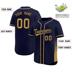 Navy Old Gold Gradient Side Authentic Baseball Jersey 2
