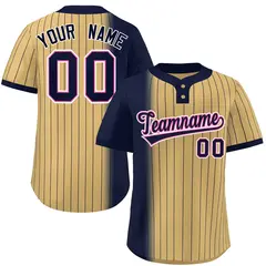 Navy Old Gold Gradient Stripe Two-Button Softball Jersey 1