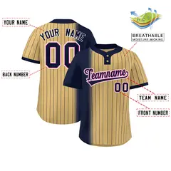 Navy Old Gold Gradient Stripe Two-Button Softball Jersey 2