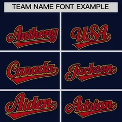 Navy Old Gold Red Sleeve Flag Lace Baseball Jersey 3