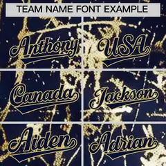 Navy Old Gold Shiny Gold Cracked Texture Baseball Jersey 4