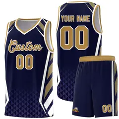 Navy Old Gold Side Slash Diamond Pattern Basketball Jersey