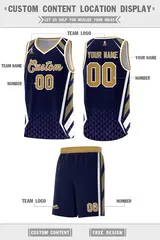 Navy Old Gold Side Slash Diamond Pattern Basketball Jersey 2