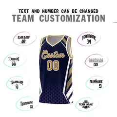 Navy Old Gold Side Slash Diamond Pattern Basketball Jersey 3