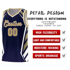 Navy Old Gold Side Slash Diamond Pattern Basketball Jersey 4
