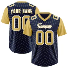 Navy Old Gold Star Pattern Raglan Sleeves Football Jersey