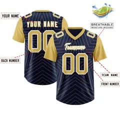 Navy Old Gold Star Pattern Raglan Sleeves Football Jersey 2