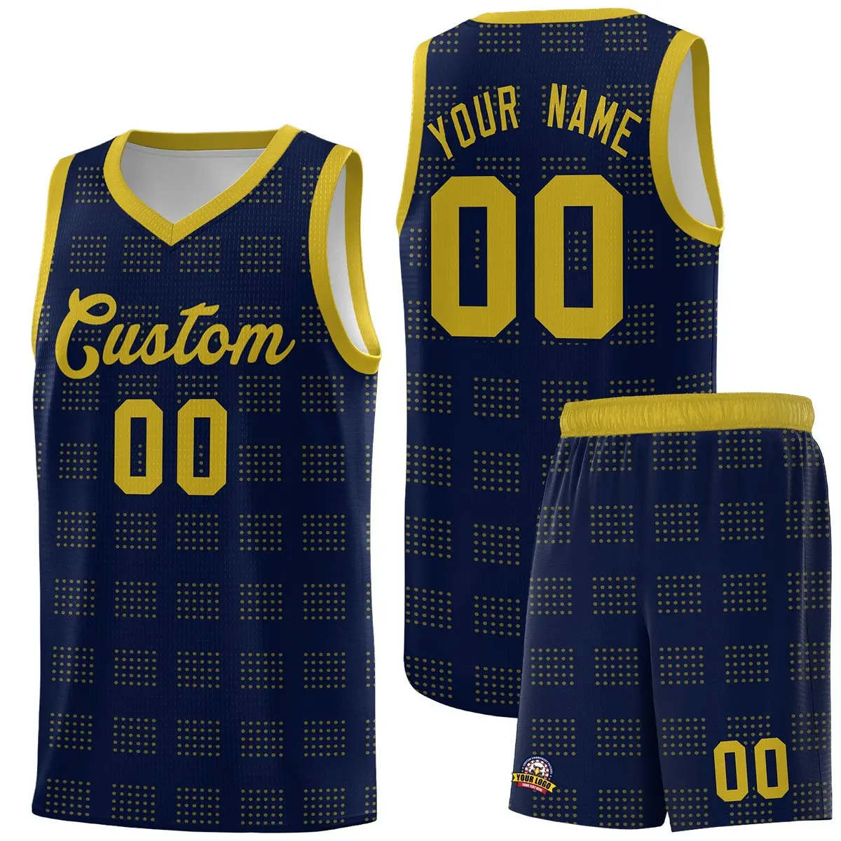 Navy Old Gold Trailblazer Dot Pattern Basketball Jersey