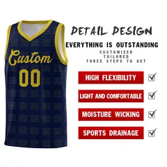 Navy Old Gold Trailblazer Dot Pattern Basketball Jersey 2
