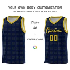 Navy Old Gold Trailblazer Dot Pattern Basketball Jersey 3