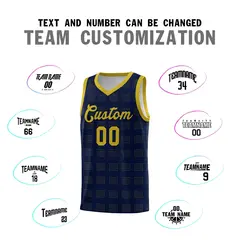 Navy Old Gold Trailblazer Dot Pattern Basketball Jersey 4