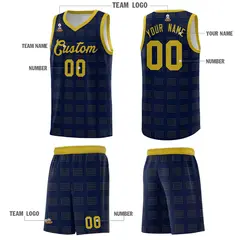Navy Old Gold Trailblazer Dot Pattern Basketball Jersey 5