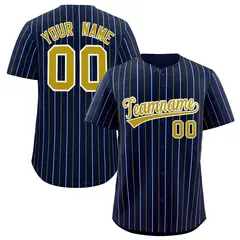 Navy Old Gold White Bi-Color Striped Baseball Jersey 1