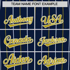 Navy Old Gold White Bi-Color Striped Baseball Jersey 3