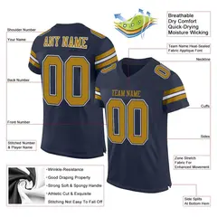 Navy Old Gold-White Classic Mesh Authentic Football Jersey 2
