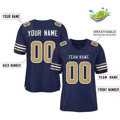 Navy Old Gold-White Classic Mesh Authentic Football Jersey 2