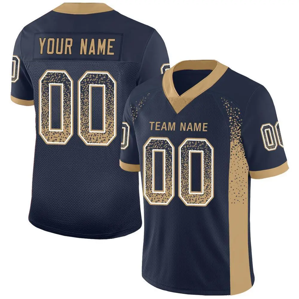 Navy Old Gold-White Drift Fashion Mesh Football Jersey