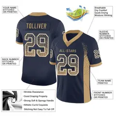 Navy Old Gold-White Drift Fashion Mesh Football Jersey 2