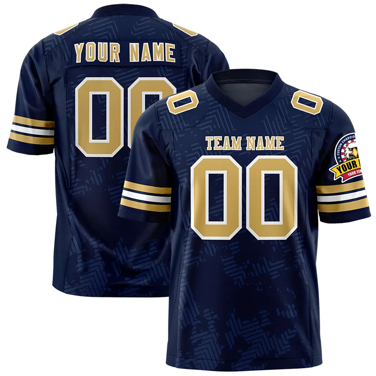 Navy Old Gold-White Graffiti Line Authentic Football Jersey